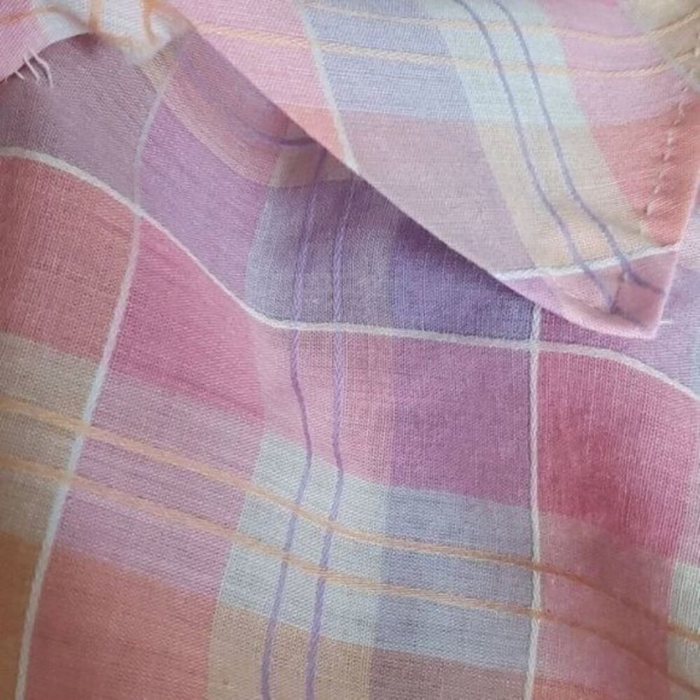 Vintage 60s Pastel Pink Plaid House Dress - Picture 11 of 11